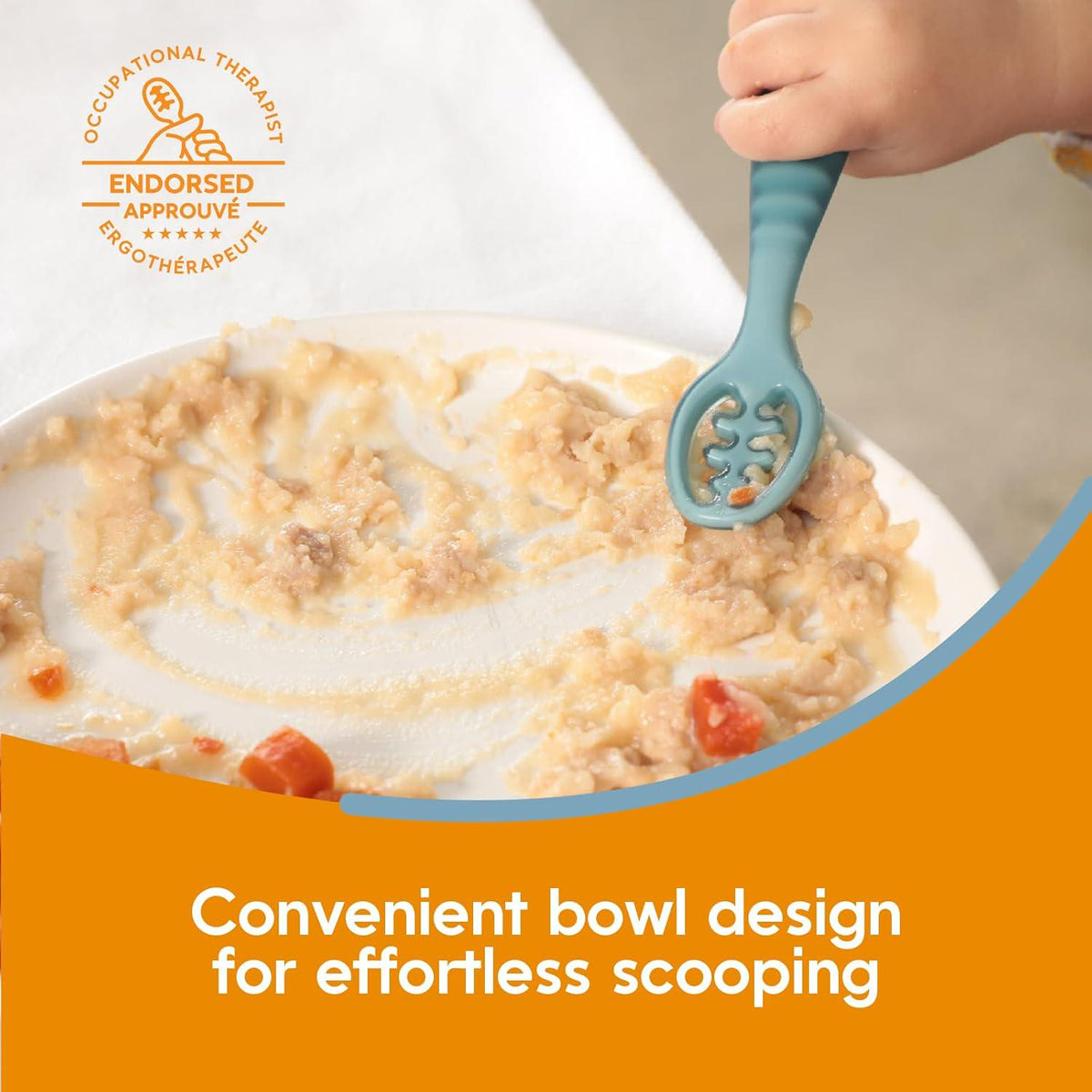 NumNum Baby Spoons Set, Pre-Spoon GOOtensils For Kids Aged 12+ Months - First Stage, Baby Led Weaning (BLW) Spoon - Self Feeding, Silicone Toddler Food Utensils - 1-Pack, 2 Spoons, Beige,850055392274