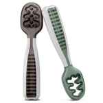 NumNum Baby Spoons Set, Pre-Spoon GOOtensils For Kids Aged 6+ Months - First Stage, Baby Led Weaning (BLW) Spoon - Self Feeding, Silicone Toddler Food Utensils - 2 Spoons, Gray/Green,040232268267