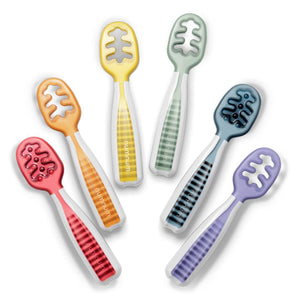 NumNum Baby Spoons Set, Pre-Spoon GOOtensils For Kids Aged 6+ Months - First Stage, Baby Led Weaning (BLW) Spoon - Self Feeding, Silicone Toddler Food Utensils - 1-Pack, 6 Spoons, Rainbow,850035171219