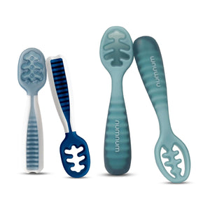 NumNum Baby Spoons Set, Pre-Spoon GOOtensils For Kids Aged 6+ Months - First Stage, Baby Led Weaning (BLW) Spoon - Self Feeding, Silicone Toddler Food Utensils - 1-Pack, 4 Spoons,850055392144