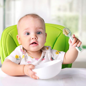 NumNum Baby Spoons Set, Pre-Spoon GOOtensils For Kids Aged 6+ Months - First Stage, Baby Led Weaning (BLW) Spoon - Self Feeding, Silicone Toddler Food Utensils - 2 Spoons, Blue/Orange,850035171066