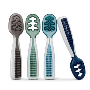 NumNum Baby Spoons Set, Pre-Spoon GOOtensils For Kids Aged 6+ Months - First Stage, Baby Led Weaning (BLW) Spoon - Self Feeding, Silicone Toddler Food Utensils - 4 Spoons, Beach Picnic,850055392021