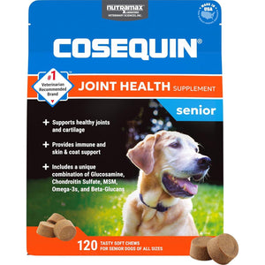 Nutramax Cosequin Joint Supplement for Senior Dogs, 120 Soft Chews, Omega-3, MSM, Glucosamine, Chondroitin