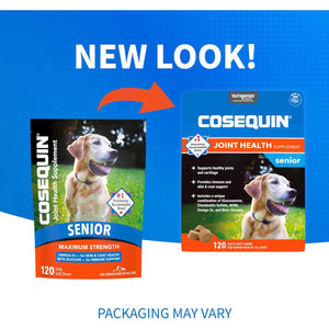 Nutramax Cosequin Joint Supplement for Senior Dogs, 120 Soft Chews, Omega-3, MSM, Glucosamine, Chondroitin