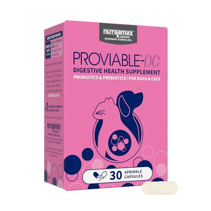 Nutramax Proviable Probiotic Health Supplement for Dogs & Cats, 30 Ct, Digestive Support Capsules