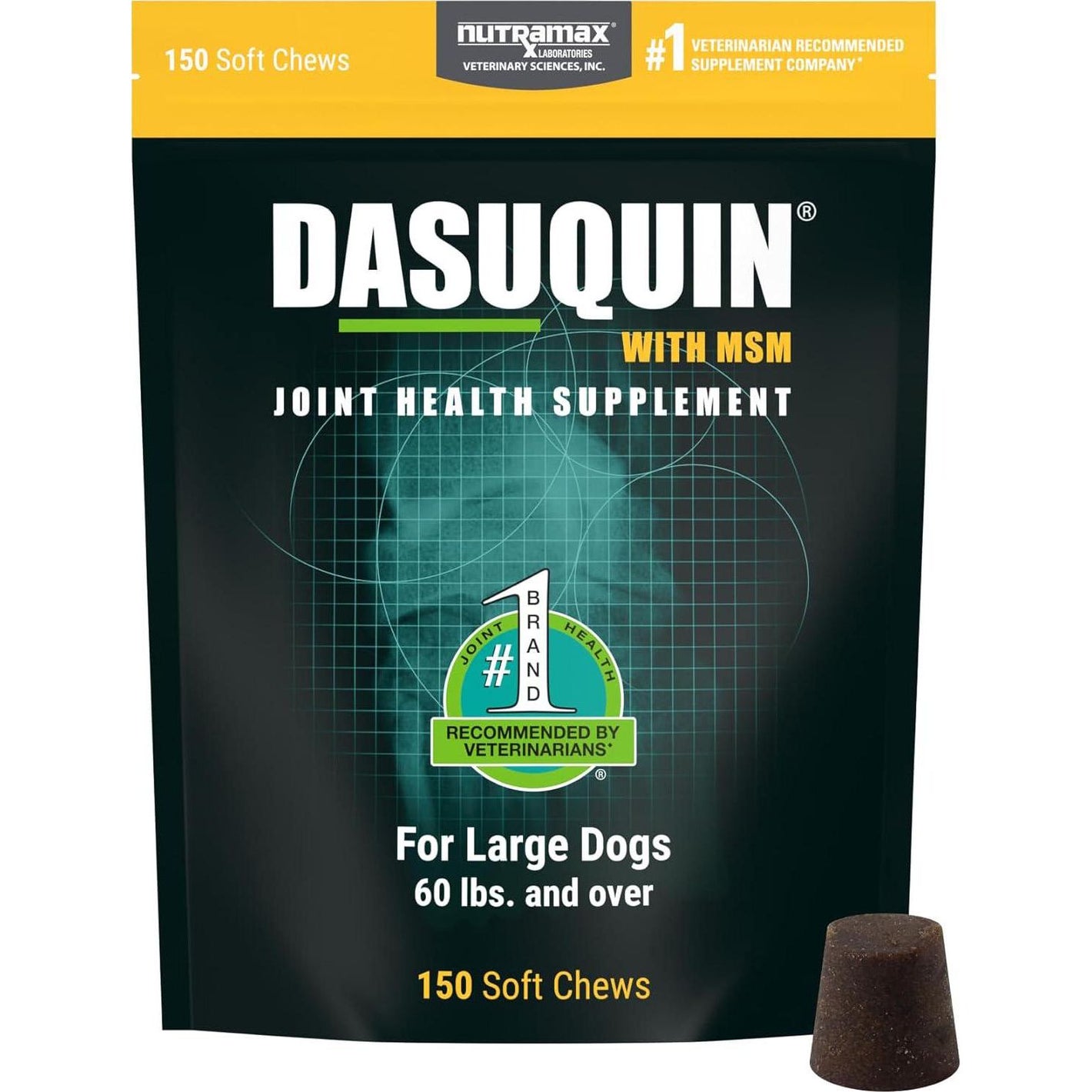 Nutramax Dasuquin with MSM Soft Chews, 150 Ct, Joint Health for Large Dogs, with Glucosamine, Chondroitin & Boswellia