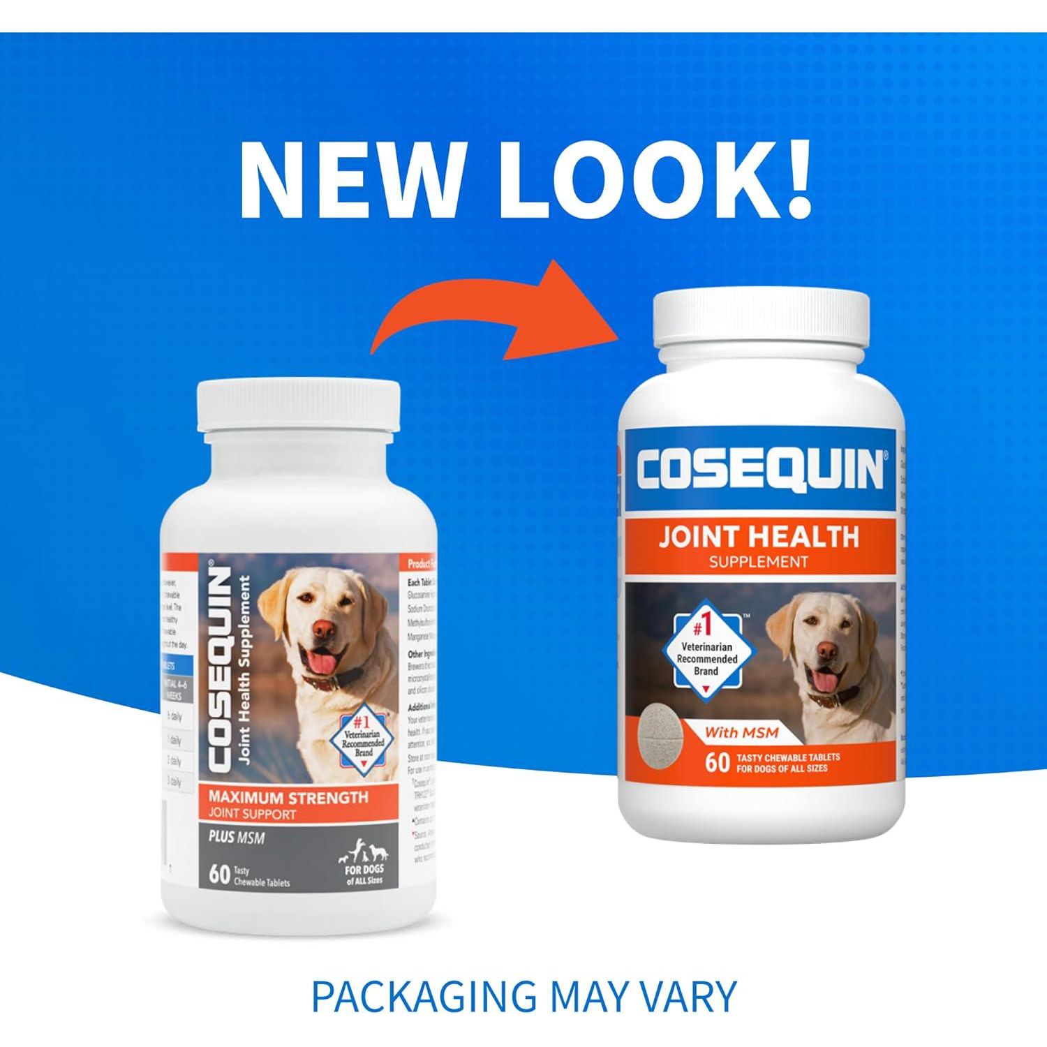 Nutramax Laboratories Cosequin Maximum Strength Joint Health Supplement For Dogs - With Glucosamine, Chondroitin, And MSM, 60 Chewable Tablets,