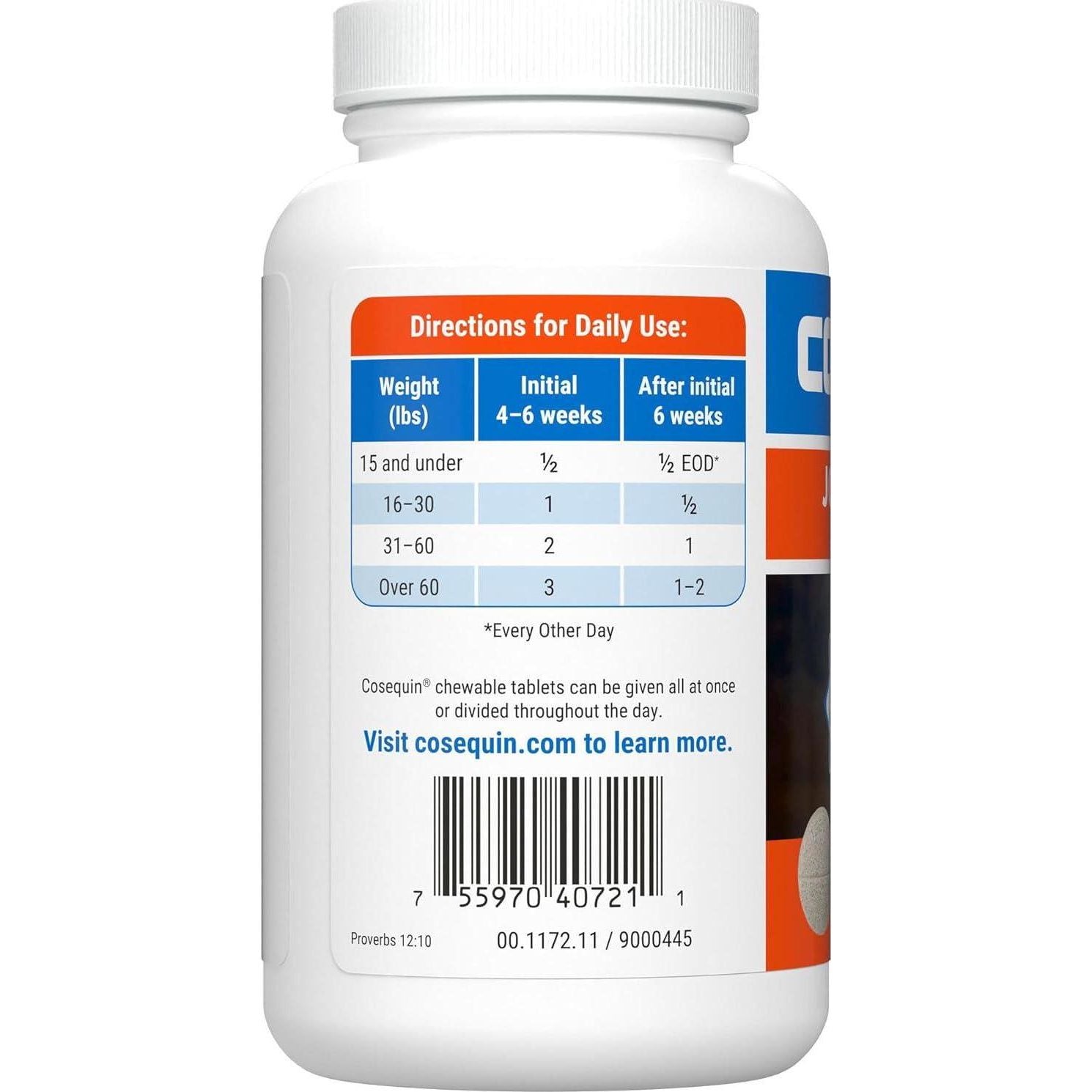 Nutramax Laboratories Cosequin Maximum Strength Joint Health Supplement For Dogs - With Glucosamine, Chondroitin, And MSM, 60 Chewable Tablets,