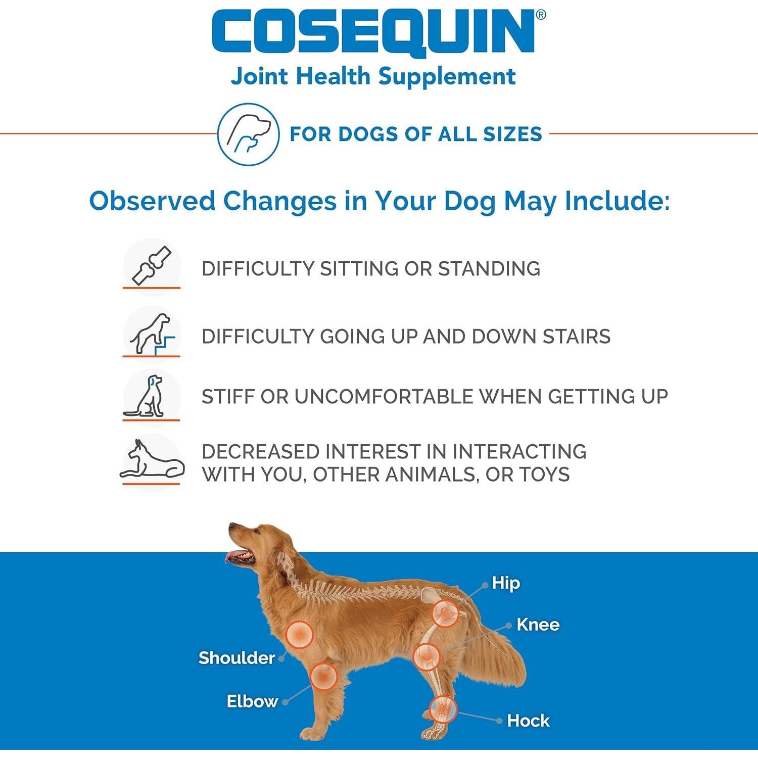 Nutramax Laboratories Cosequin Maximum Strength Joint Health Supplement For Dogs - With Glucosamine, Chondroitin, And MSM, 60 Chewable Tablets,