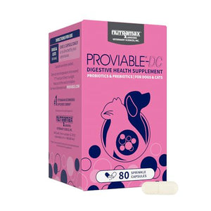 Nutramax Proviable Probiotics for Dogs and Cats 80 Capsules with Multi Strain Prebiotics Digestive Support