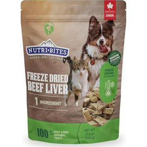Nutri Bites Freeze Dried Beef Liver Treats 17.6 oz Single Ingredient High Protein Dog and Cat Training Snack or Food Topper