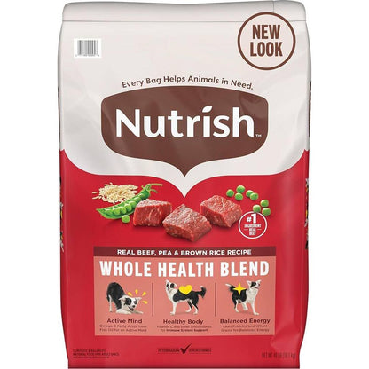 Nutrish Real Beef Dry Dog Food Pea Brown Rice Whole Health Blend 40 lb Bag