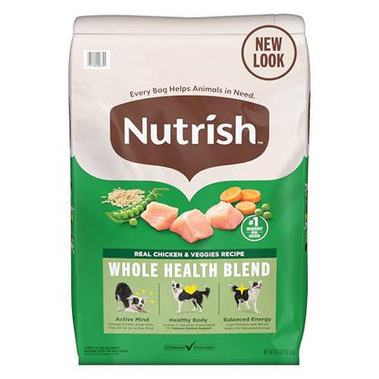 Nutrish Chicken and Veggies Dry Dog Food 40 lb Whole Health Blend Adult Formula Packaging May Vary
