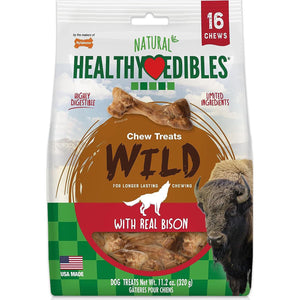 Nylabone Healthy Edibles Dog Chews Small Bison Flavor Natural Long Lasting 16 Ct