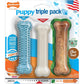 Nylabone Puppy Chew and Treat Pack Chicken Bacon Flavor for Small Dogs Up to 25 lbs 3 Pack