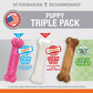 Nylabone Puppy Chew and Treat Pack 3 Count Small Chicken and Bacon Flavor for Dogs Up to 25 lbs Pink