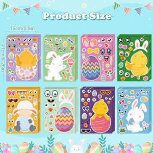 Ohome Easter Stickers Craft Kit for Kids, 24 Sheets, DIY Bunny Egg Sticker Decorations for Easter Gifts/Parties