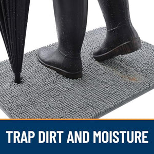 Olanly Dog Doormat for Muddy Paws, 36x24", Absorbent, Quick Dry, Chenille, Grey, Washable Entry Mat