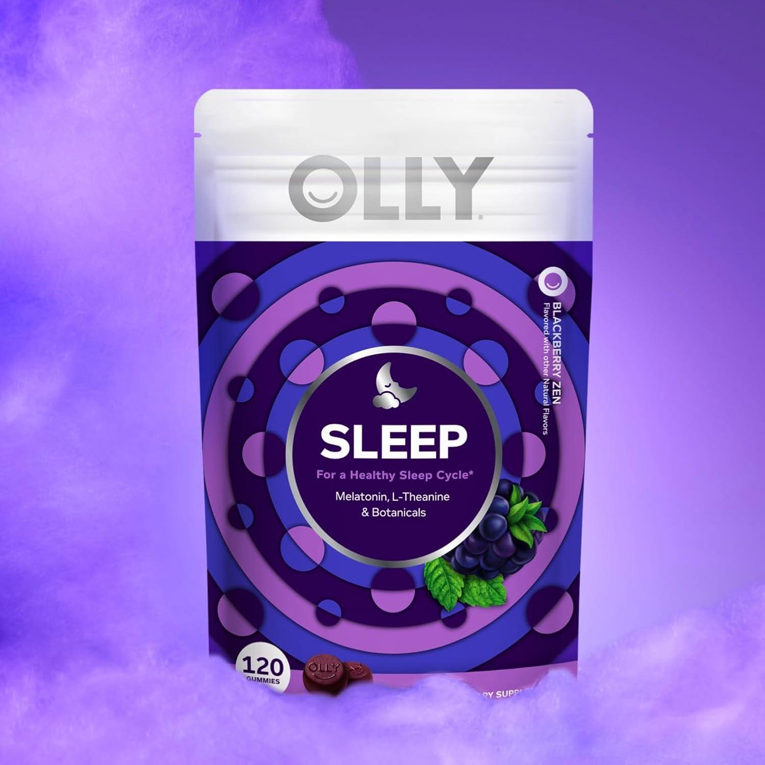 OLLY Sleep Gummy, 3 Mg Melatonin, L-Theanine, Chamomile, And Lemon Balm Extracts, BlackBerry Flavor, 60 Day Supply - 120 Count (Packaging May Vary),