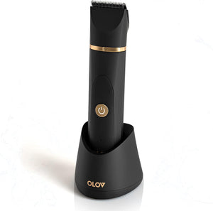 OLOV OLOV Electric Body Hair Trimmer - Groin Trimmer For Men - Bikini Trimmer Women - Wet/Dry Shaver Groomer, Replaceable Ceramic Blade Heads, USB Recharge Dock, Waterproof Hygiene Razor,Black