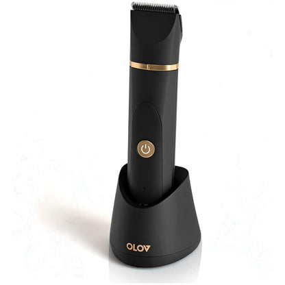 OLOV OLOV Electric Body Hair Trimmer - Groin Trimmer For Men - Bikini Trimmer Women - Wet/Dry Shaver Groomer, Replaceable Ceramic Blade Heads, USB Recharge Dock, Waterproof Hygiene Razor,Black
