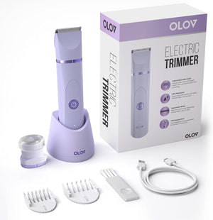 OLOV OLOV Electric Body Hair Trimmer - Groin Trimmer For Men - Bikini Trimmer Women - Wet/Dry Shaver Groomer, Replaceable Ceramic Blade Heads, USB Recharge Dock, Waterproof Hygiene Razor,Purple