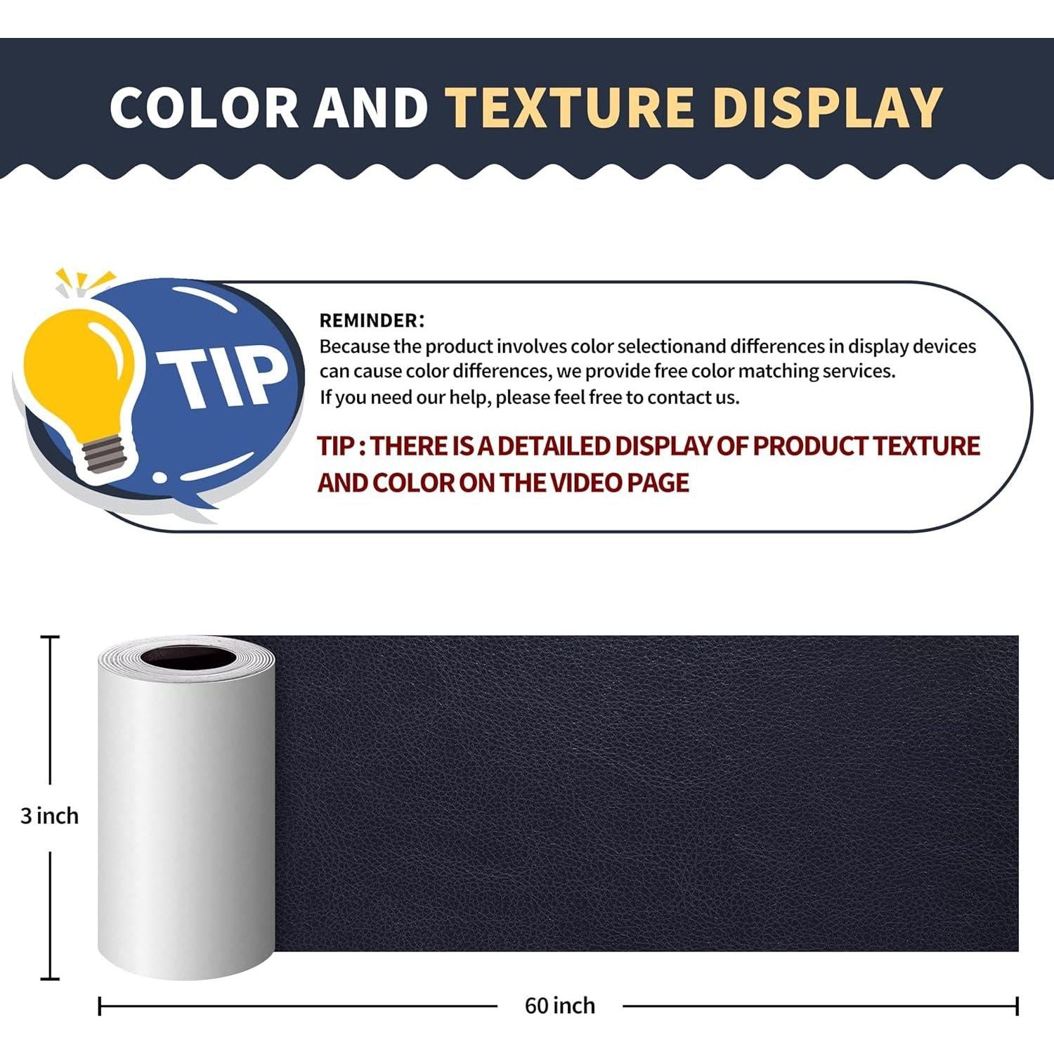 ONine Leather Repair Patch Leather Repair Tape, 3 X 60 Inches Leather Repair Patch For Furniture,Vinyl Repair Kit Leather Couch Patch For Sofas, Furniture, Car Seats, Office Chairs(Dark Blue Leather),