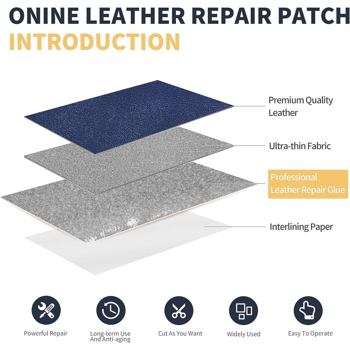 ONine Leather Repair Patch Leather Repair Tape, 3 X 60 Inches Leather Repair Patch For Furniture,Vinyl Repair Kit Leather Couch Patch For Sofas, Furniture, Car Seats, Office Chairs(Blue #2),788474890982