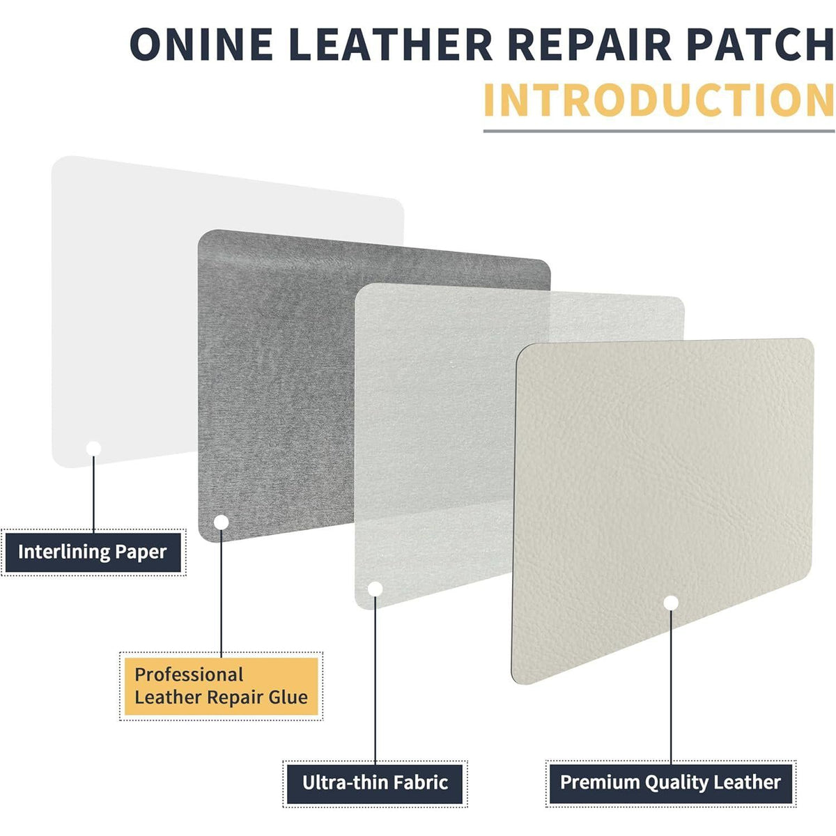 ONine Leather Repair Patch Leather Repair Tape, 16 X 48 Inches Leather Repair Patch For Furniture,Vinyl Repair Kit Leather Couch Patch For Sofas, Furniture, Car Seats(White-Litchi Grain),