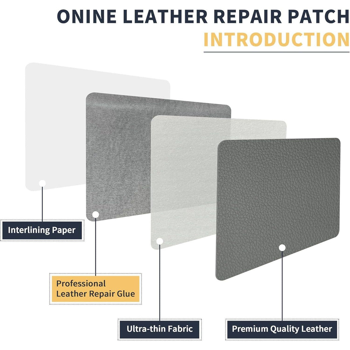 ONine Leather Repair Patch Leather Repair Tape, 16 X 90 Inches Leather Repair Patch For Furniture,Vinyl Repair Kit Leather Couch Patch For Sofas, Furniture, Car Seats Grey-Litchi Grain,