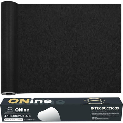 ONine Leather Repair Patch Leather Repair Tape, 16 X 48 Inches Leather Repair Patch For Furniture,Vinyl Repair Kit Leather Couch Patch For Sofas, Furniture, Car Seats(Black),