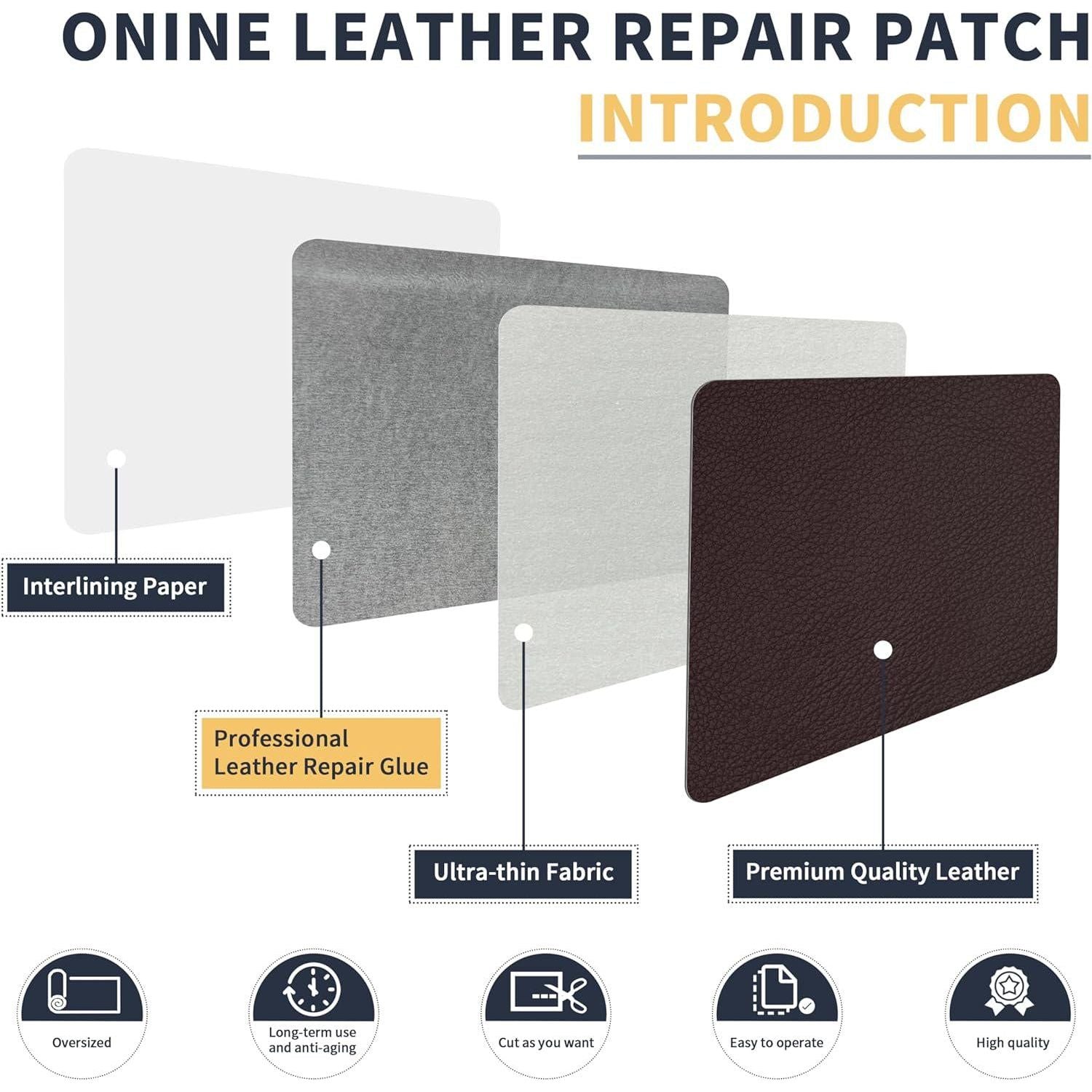 ONine Leather Repair Patch Leather Repair Tape, 12 X 48 Inches Leather Repair Patch For Furniture,Vinyl Repair Kit Leather Couch Patch For Sofas, Furniture, Car Seats(Dark Reddish Brown),