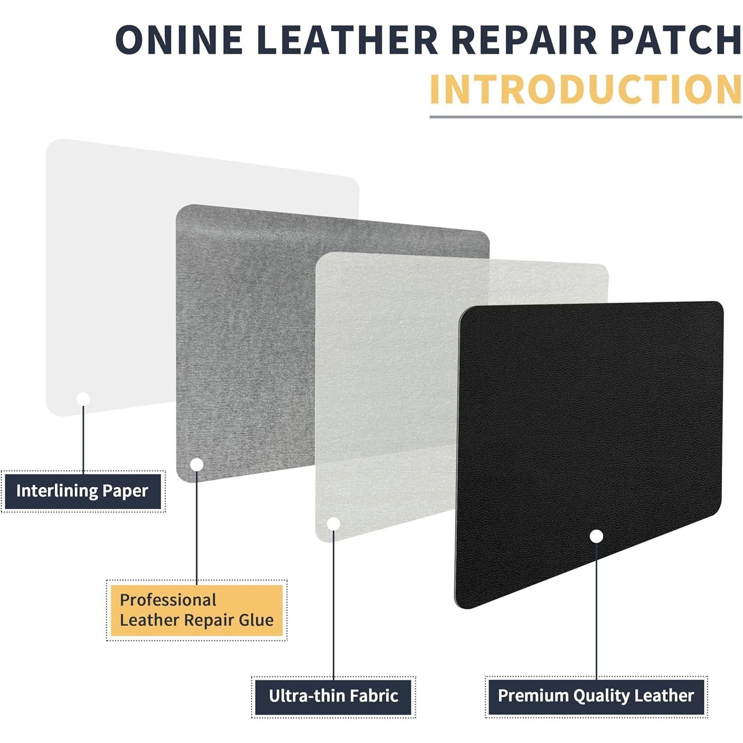 ONine Leather Repair Patch Leather Repair Tape, 12 X 48 Inches Leather Repair Patch For Furniture,Vinyl Repair Kit Leather Couch Patch For Sofas, Furniture, Car Seats(Black-Fine Grain),