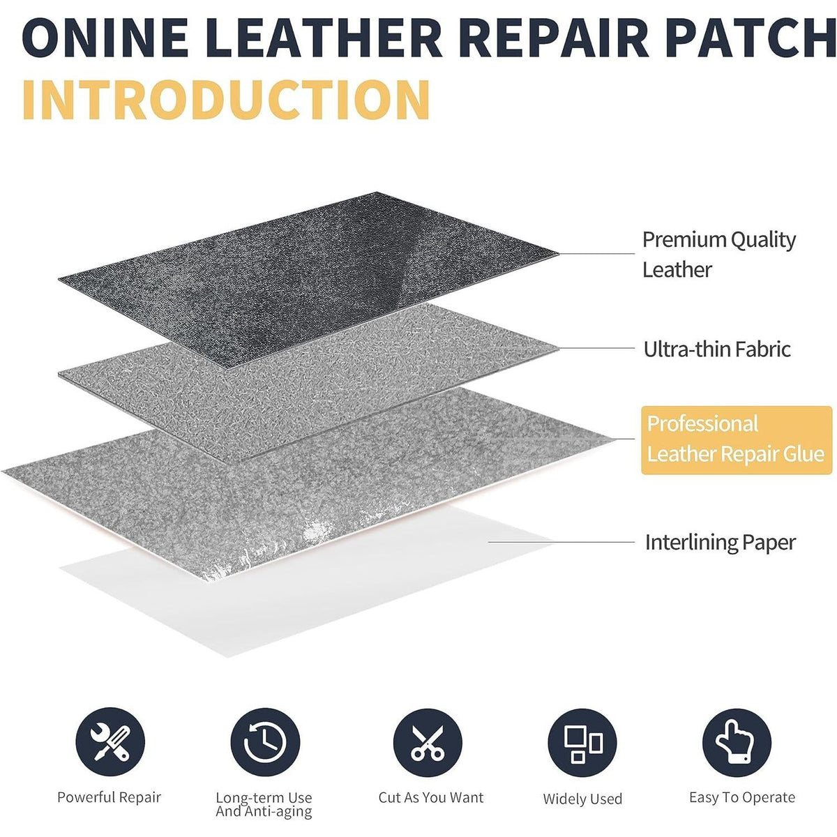 ONine Leather Repair Patch Leather Repair Tape, 3 X 60 Inches Leather Repair Patch For Furniture,Vinyl Repair Kit Leather Couch Patch For Sofas, Furniture, Car Seats, Office Chairs(Dark Grey),