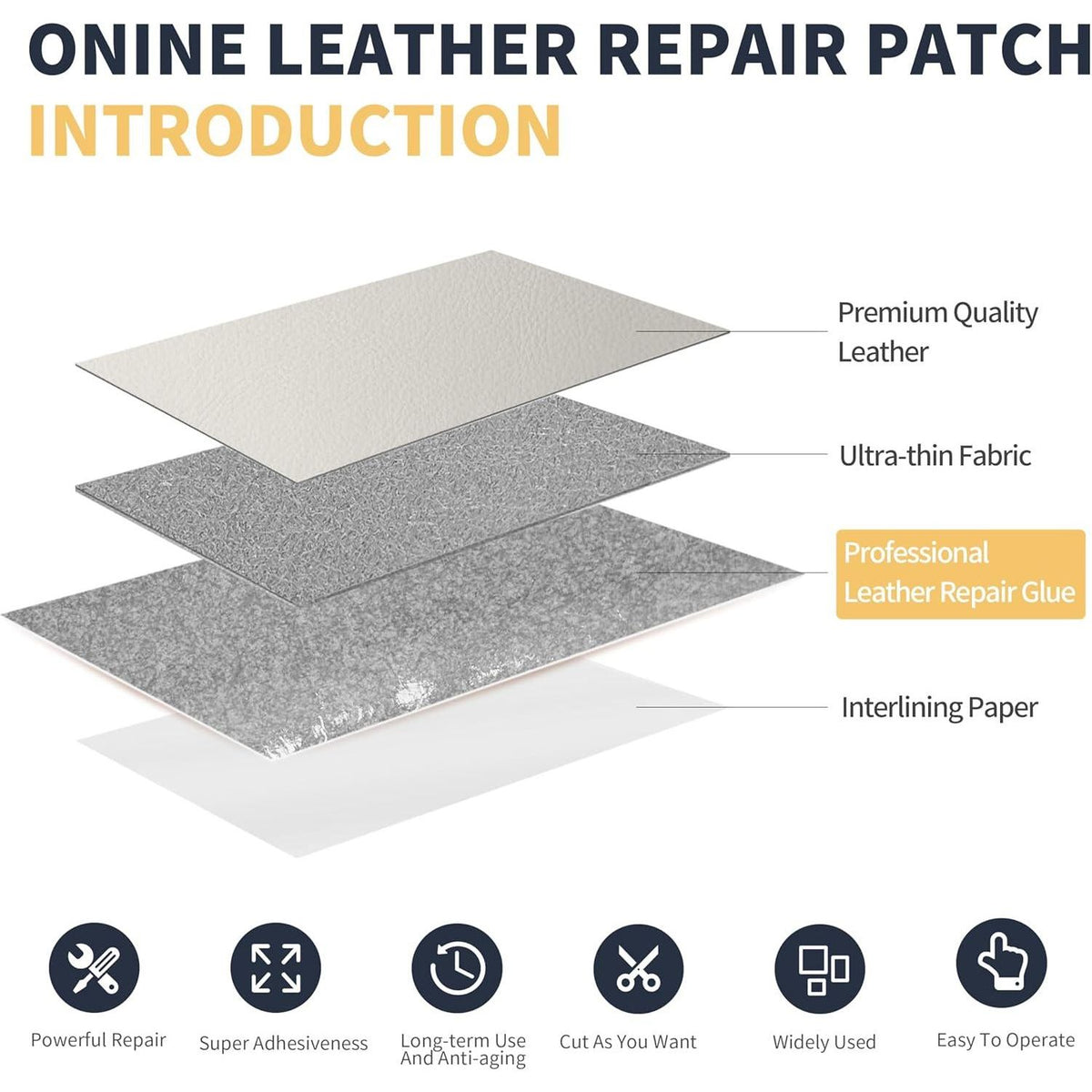 ONine Leather Repair Patch Leather Repair Tape, 3 X 60 Inches Leather Repair Patch For Furniture,Vinyl Repair Kit Leather Couch Patch For Sofas, Furniture, Car Seats(Nano Gray-Litchi Grain),