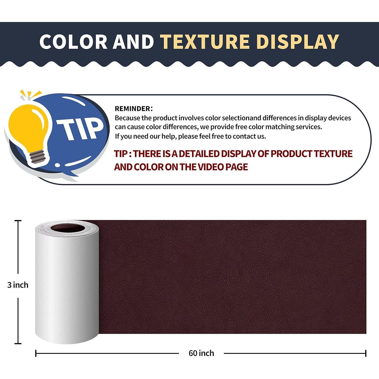 ONine Leather Repair Patch Leather Repair Tape, 3 X 60 Inches Leather Repair Patch For Furniture,Vinyl Repair Kit Leather Couch Patch For Sofas, Furniture, Car Seats, Office Chairs(Mulberry),782899171411