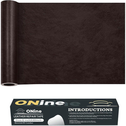 ONine Leather Repair Patch Leather Repair Tape, 8 X 48 Inches Leather Repair Patch For Furniture,Vinyl Repair Kit Leather Couch Patch For Sofas, Furniture, Car Seats(Dark Brown),