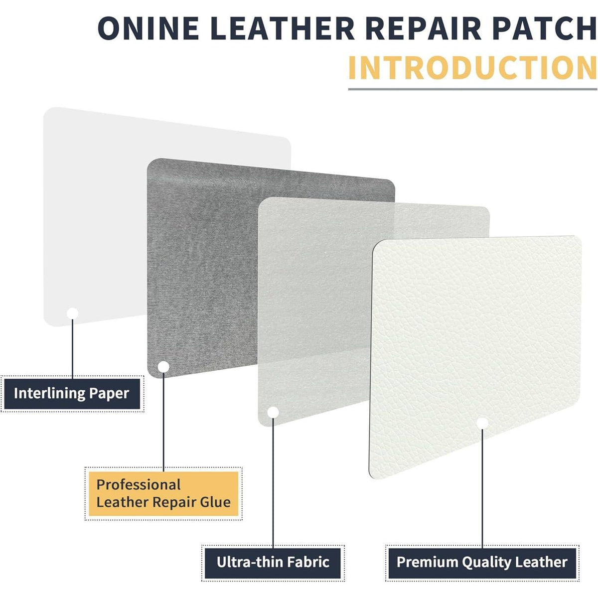 ONine Leather Repair Patch Leather Repair Tape, 16 X 90 Inches Leather Repair Patch For Furniture,Vinyl Repair Kit Leather Couch Patch For Sofas, Furniture, Car Seats(White-Litchi Grain),