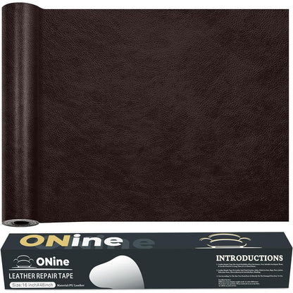 ONine Leather Repair Patch Leather Repair Tape, 16 X 48 Inches Leather Repair Patch For Furniture,Vinyl Repair Kit Leather Couch Patch For Sofas, Furniture, Car Seats(Dark Brown),