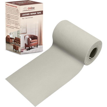 ONine Leather Repair Patch Leather Repair Tape, 3 X 60 Inches Leather Repair Patch For Furniture,Vinyl Repair Kit Leather Couch Patch For Sofas, Furniture, Car Seats(Nano Gray-Litchi Grain),