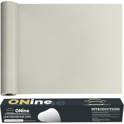 ONine Leather Repair Patch Leather Repair Tape, 16 X 48 Inches Leather Repair Patch For Furniture,Vinyl Repair Kit Leather Couch Patch For Sofas, Furniture, Car Seats(White-Litchi Grain),