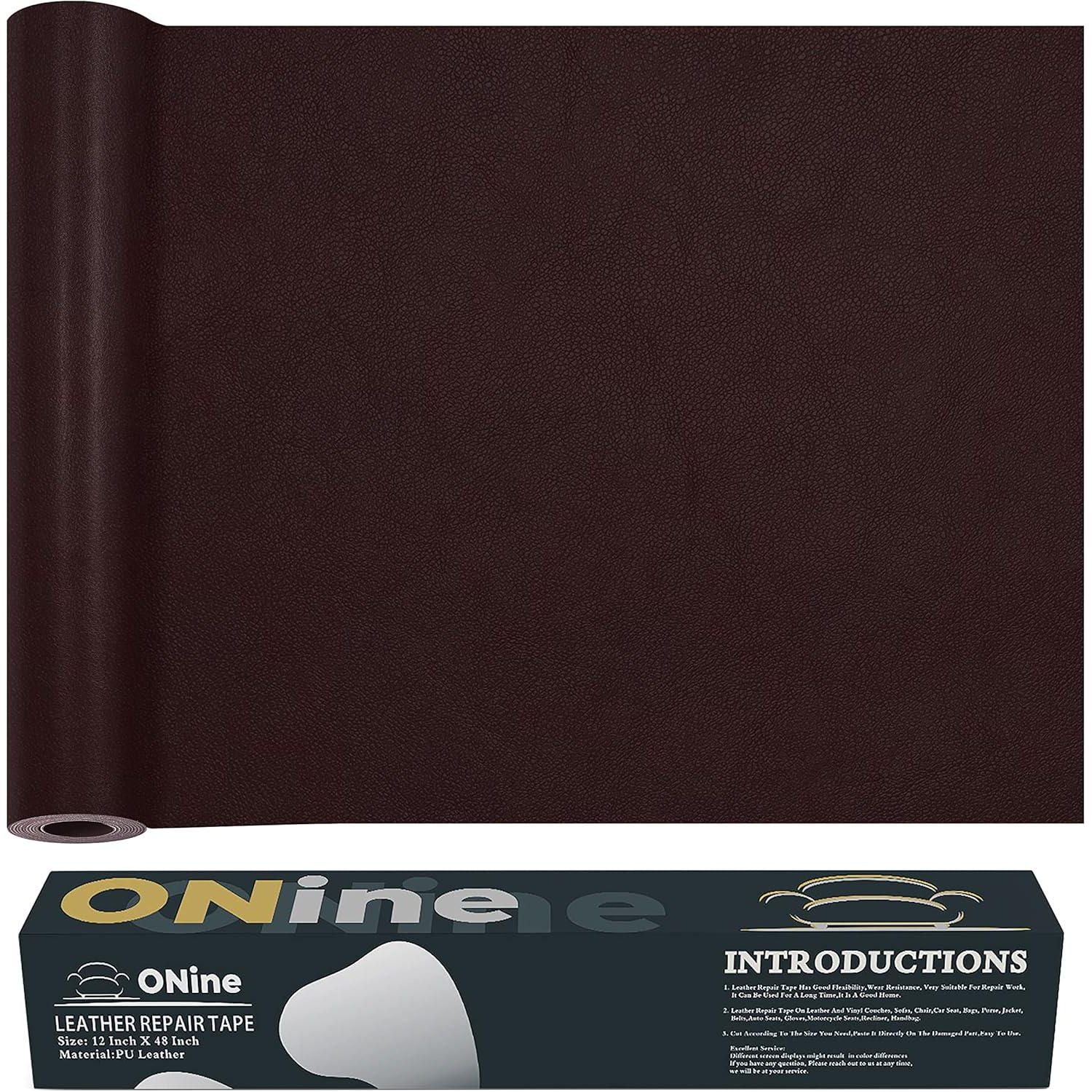 ONine Leather Repair Patch Leather Repair Tape, 12 X 48 Inches Leather Repair Patch For Furniture,Vinyl Repair Kit Leather Couch Patch For Sofas, Furniture, Car Seats, Office Chairs(Mulberry),