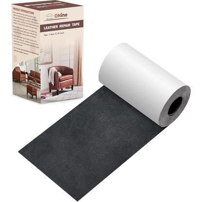 ONine Leather Repair Patch Leather Repair Tape, 3 X 60 Inches Leather Repair Patch For Furniture,Vinyl Repair Kit Leather Couch Patch For Sofas, Furniture, Car Seats, Office Chairs(Dark Grey),