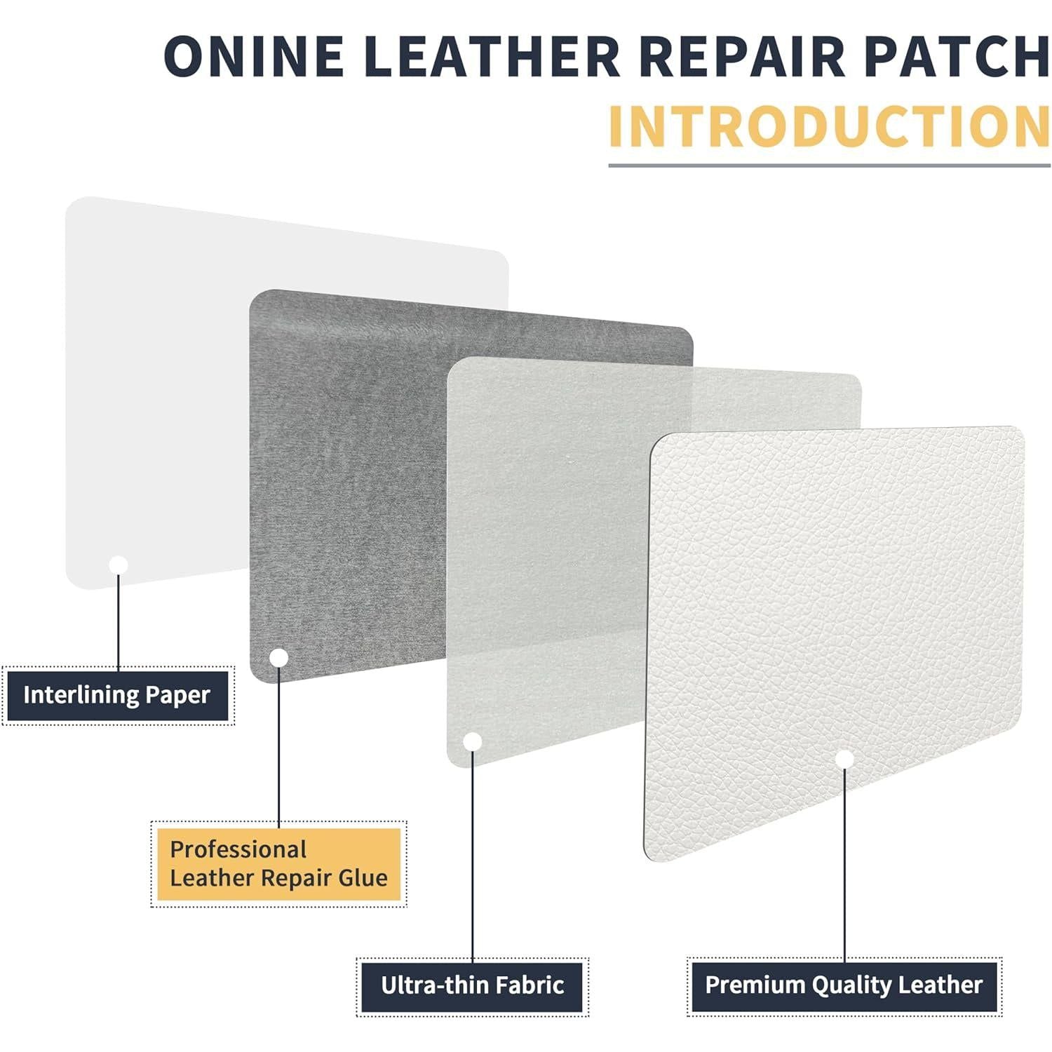 ONine Leather Repair Patch Leather Repair Tape, 12 X 48 Inches Leather Repair Patch For Furniture,Vinyl Repair Kit Leather Couch Patch For Sofas, Furniture, Car Seats(White-Litchi Grain),