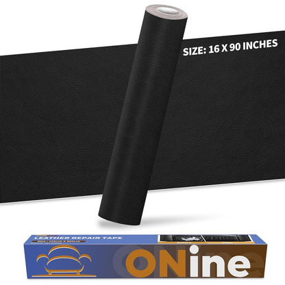 ONine Leather Repair Patch Leather Repair Tape, 16 X 90 Inches Leather Repair Patch For Furniture,Vinyl Repair Kit Leather Couch Patch For Sofas, Furniture, Car Seats, Office Chairs(Black),