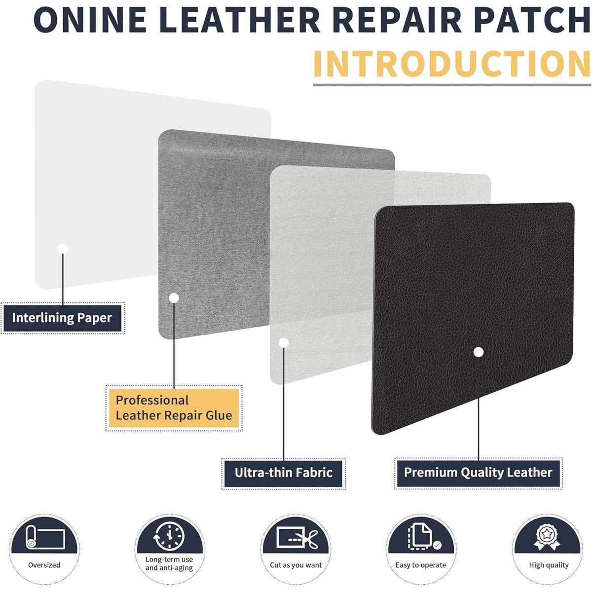 ONine Leather Repair Patch Leather Repair Tape, 16 X 90 Inches Leather Repair Patch For Furniture,Vinyl Repair Kit Leather Couch Patch For Sofas, Furniture, Car Seats(Dark Grey Leather),