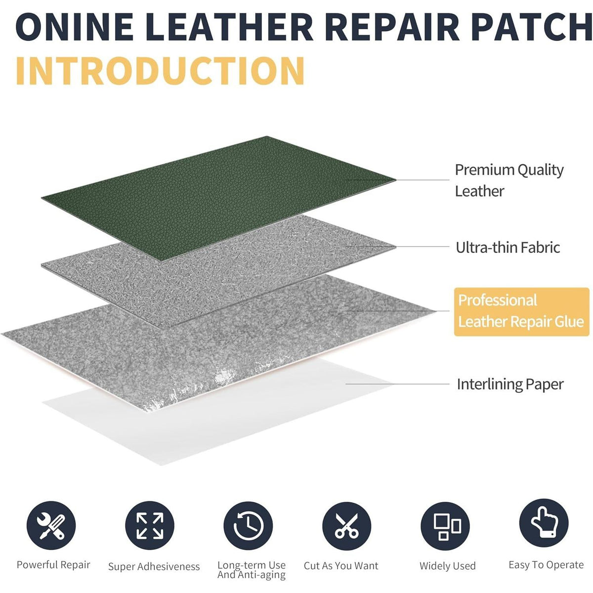 ONine Leather Repair Patch Leather Repair Tape, 3 X 60 Inches Leather Repair Patch For Furniture,Vinyl Repair Kit Leather Couch Patch For Sofas, Furniture(Blackish Green-Litchi Grain),