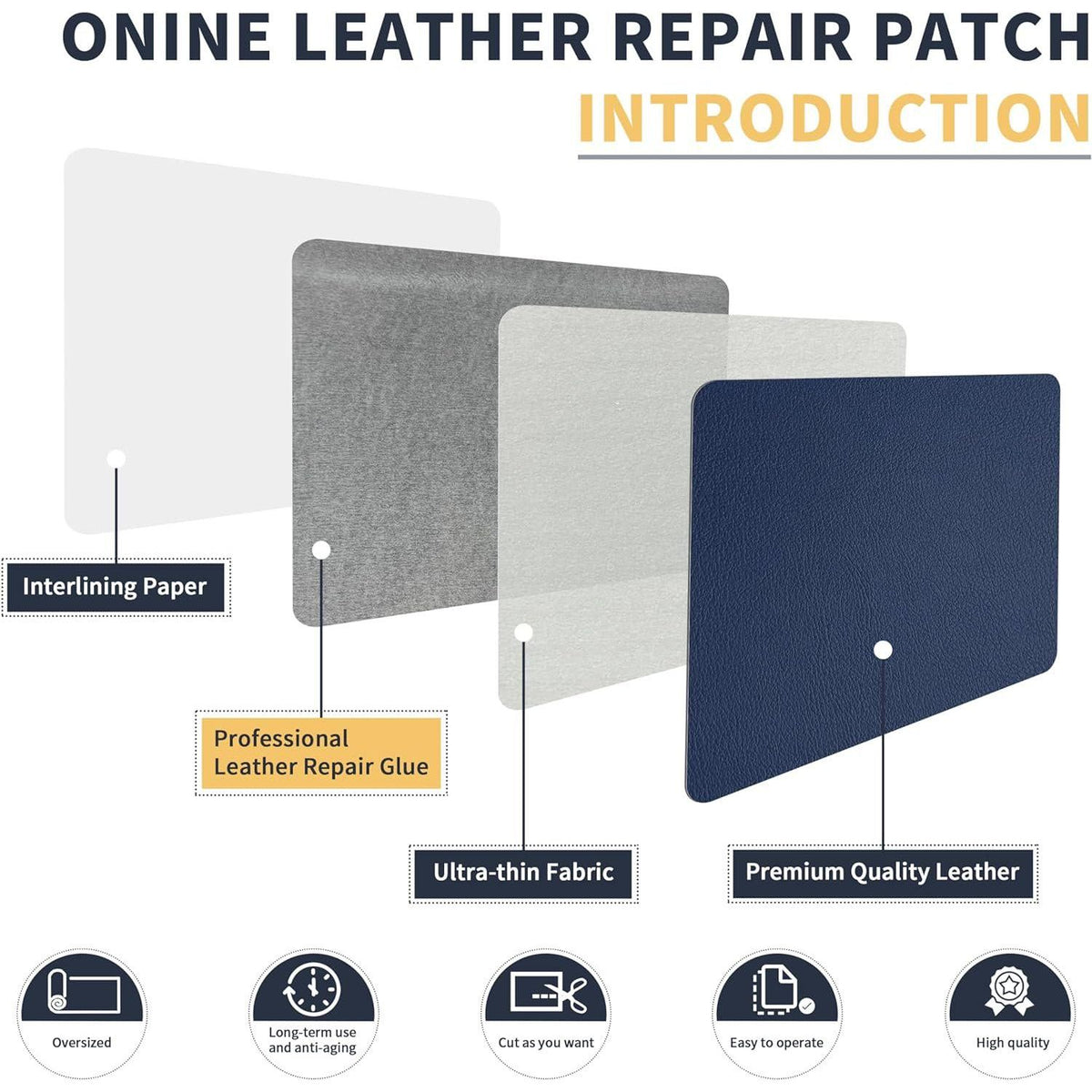ONine Leather Repair Patch Leather Repair Tape, 16 X 90 Inches Leather Repair Patch For Furniture,Vinyl Repair Kit Leather Couch Patch For Sofas, Furniture, Car Seats(Blue #2),