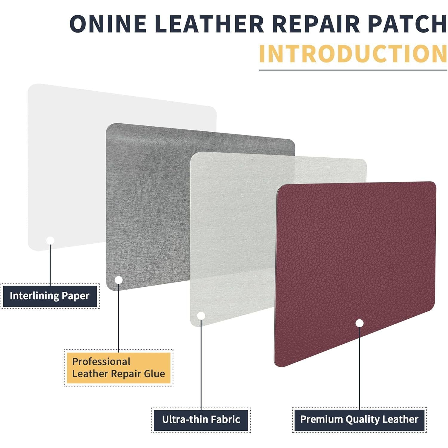ONine Leather Repair Patch Leather Repair Tape, 12 X 48 Inches Leather Repair Patch For Furniture,Vinyl Repair Kit Leather Couch Patch For Sofas,Furniture,car Seats,Chairs(Wine Red-Litchi Grain),