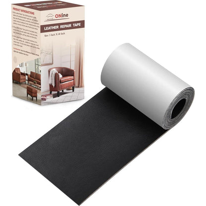 ONine Leather Repair Patch Leather Repair Tape, 3 X 60 Inches Leather Repair Patch For Furniture,Vinyl Repair Kit Leather Couch Patch For Sofas, Furniture, Car Seats, Office Chairs(Black),